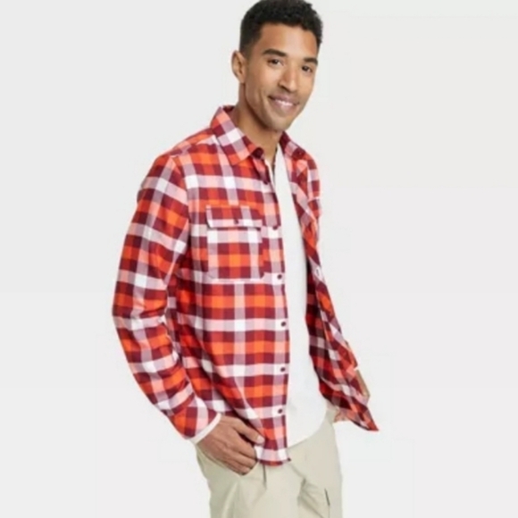 all in motion Other - All In Motion Men's NWT Red Long Sleeve Flannel Button Down Shirt Size Medium